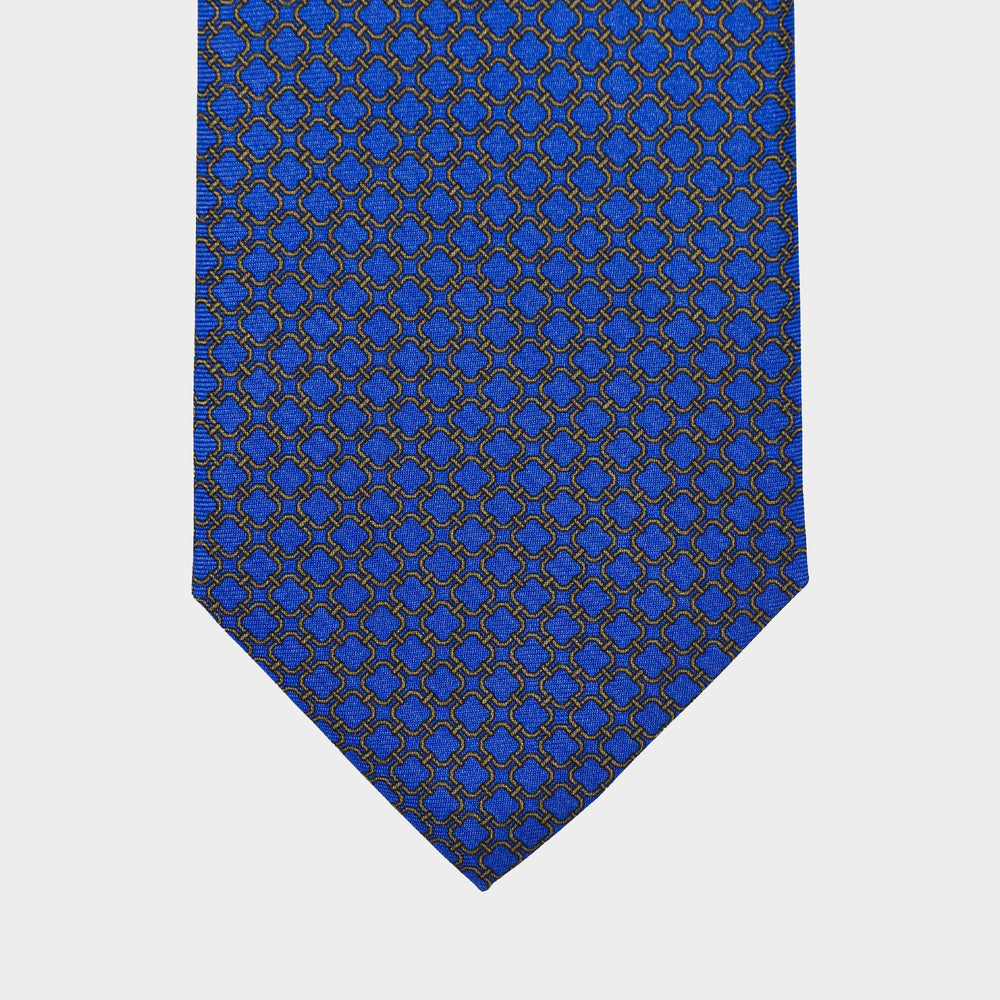 
                  
                    Load image into Gallery viewer, Rounded Squares of Gold I Hand-made Italian Tie I Blue-Gold
                  
                