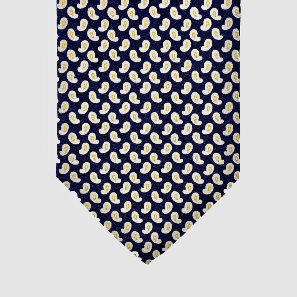 Paisley I Handmade Italian Tie I Navy Blue-Beige