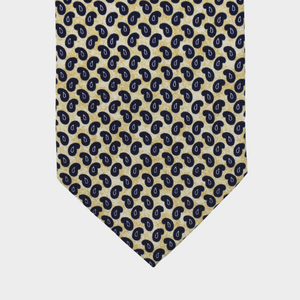 
                  
                    Load image into Gallery viewer, Paisley I Handmade Italian Tie | Yellow-Navy Blue
                  
                