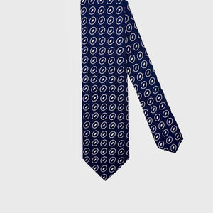 
                  
                    Load image into Gallery viewer, Ovals Pattern I Handmade Italian Tie I Midnight Blue-White
                  
                
